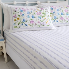 D & D Sweetpea Floral Fitted Bed Sheet Lilac