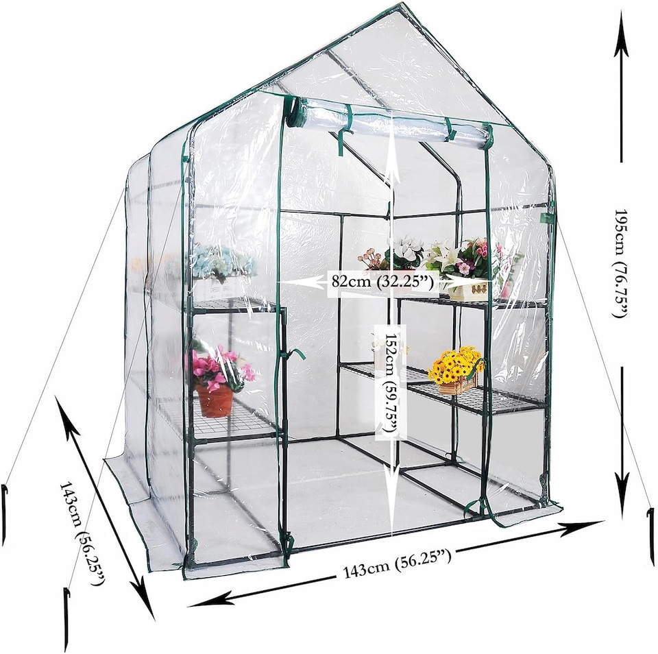 image 1 of Large Walk In Greenhouse w/PVC Cover Garden Grow Green House with 8 Shelves