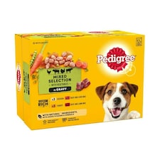 Pedigree Adult Wet Dog Food Pouches Mixed in Gravy 12 x 100g (Pack of 1)