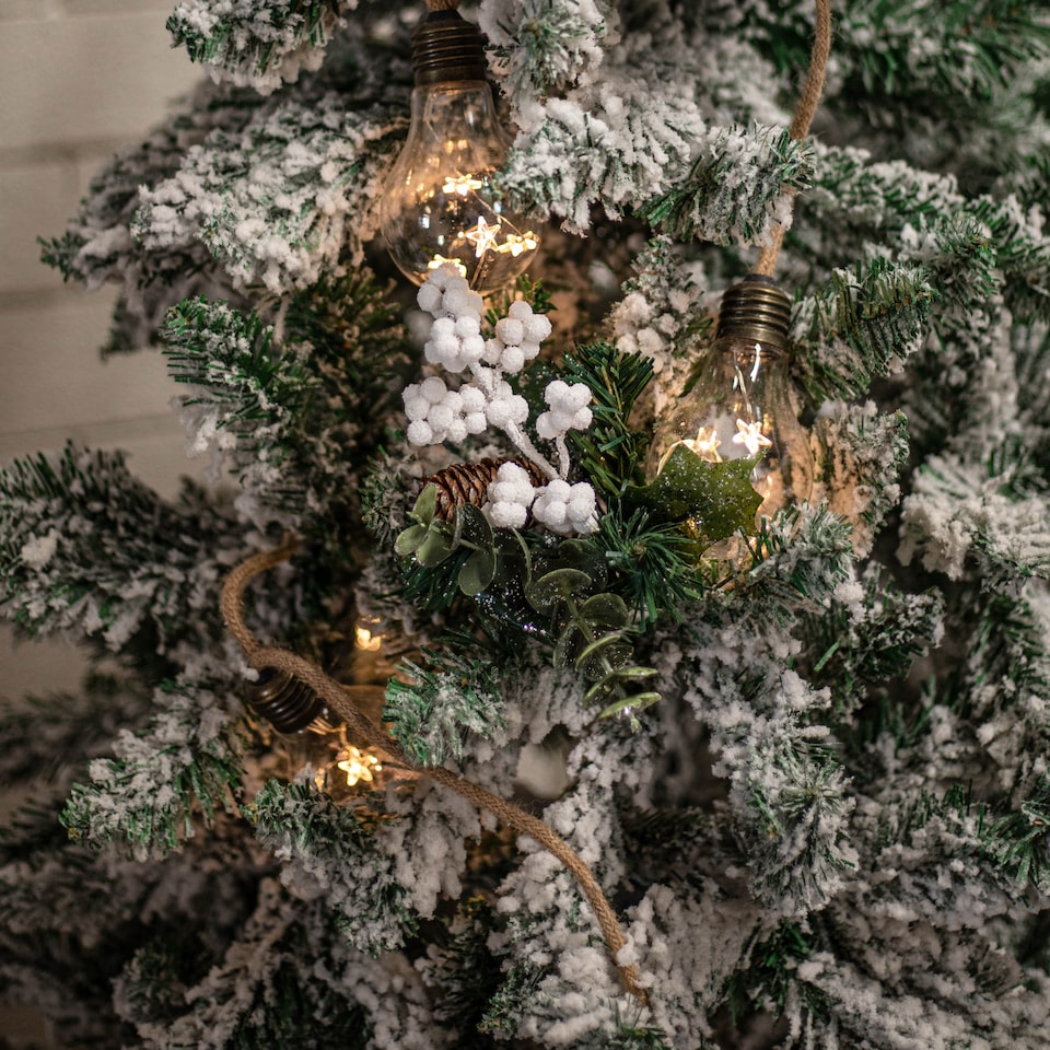 image 1 of 20cm Christmas Eucalyptus Pick with White Frosted Berries and Pinecone