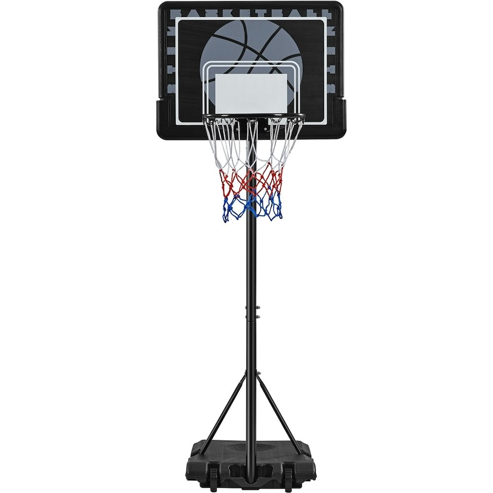 image 1 of Yaheetech 2.34-2.64M Height-Adjustable Basketball Hoop Black