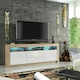 image 4 of TV Unit 160cm White Gloss Doors & Drawers Oak Matt Body With LED | Multi | Oak | One Size | 1