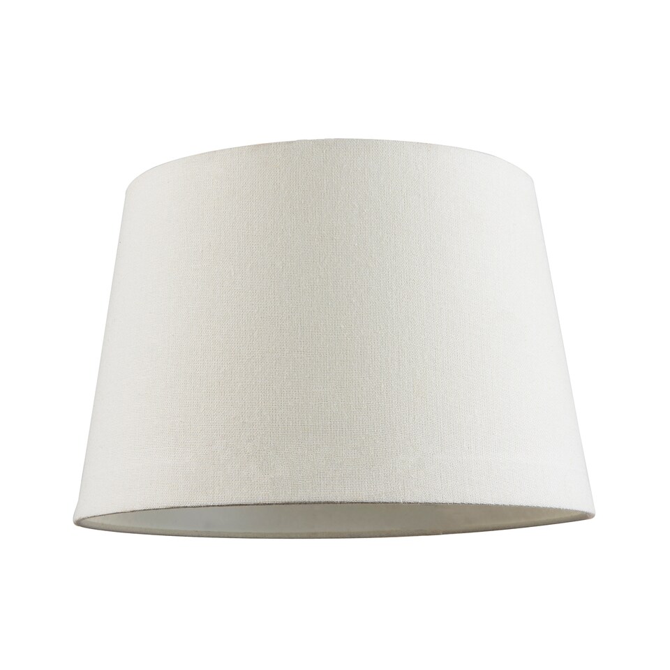 image 1 of Contemporary Off-White Linen Fabric Drum Lampshade with Cotton Inner | White | White | 1
