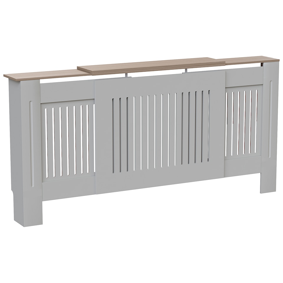 image 1 of Vida Designs Arlington Radiator Cover Painted MDF Slatted Cabinet, Grey, 140-204cm
