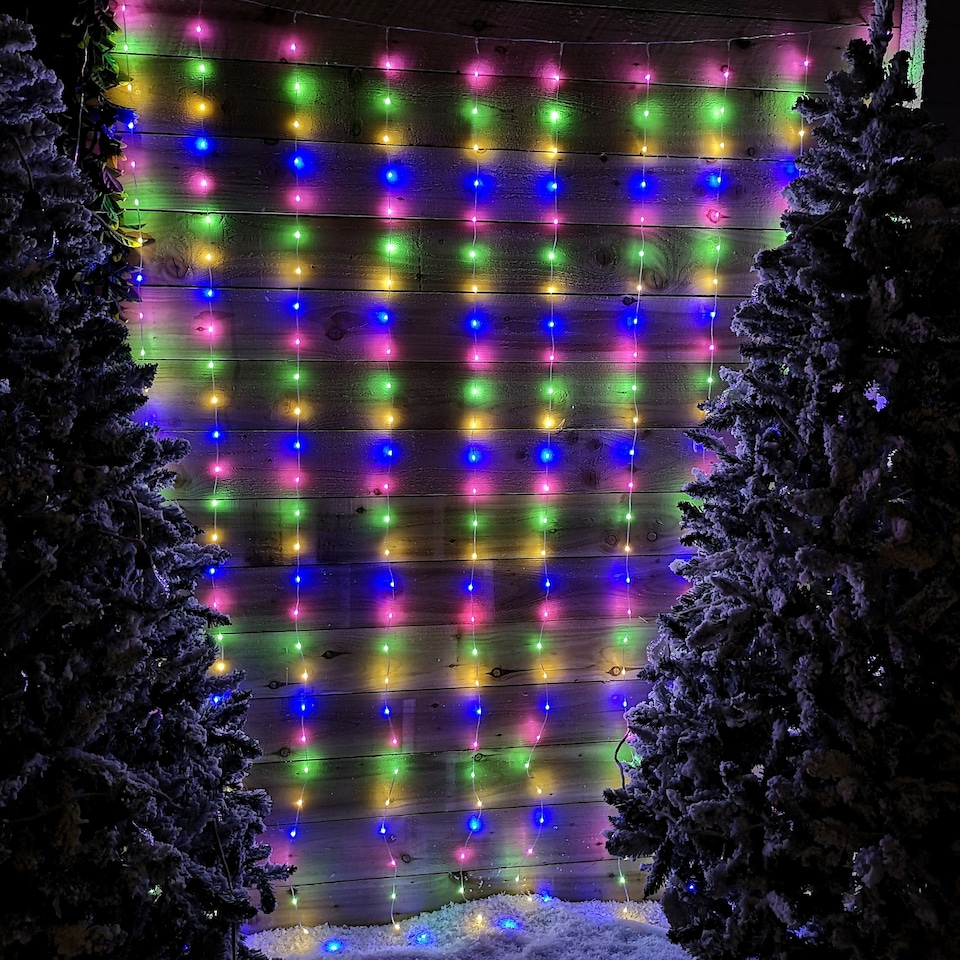 image 1 of 2.1m 300 LED Indoor Outdoor Party Curtain Christmas Lights in Multi-Coloured