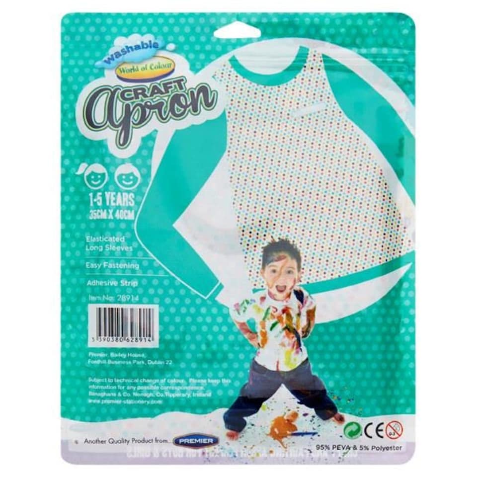 image 1 of Washable 35x40cm Craft And Painting Apron For 1-5 Years by World of Colour