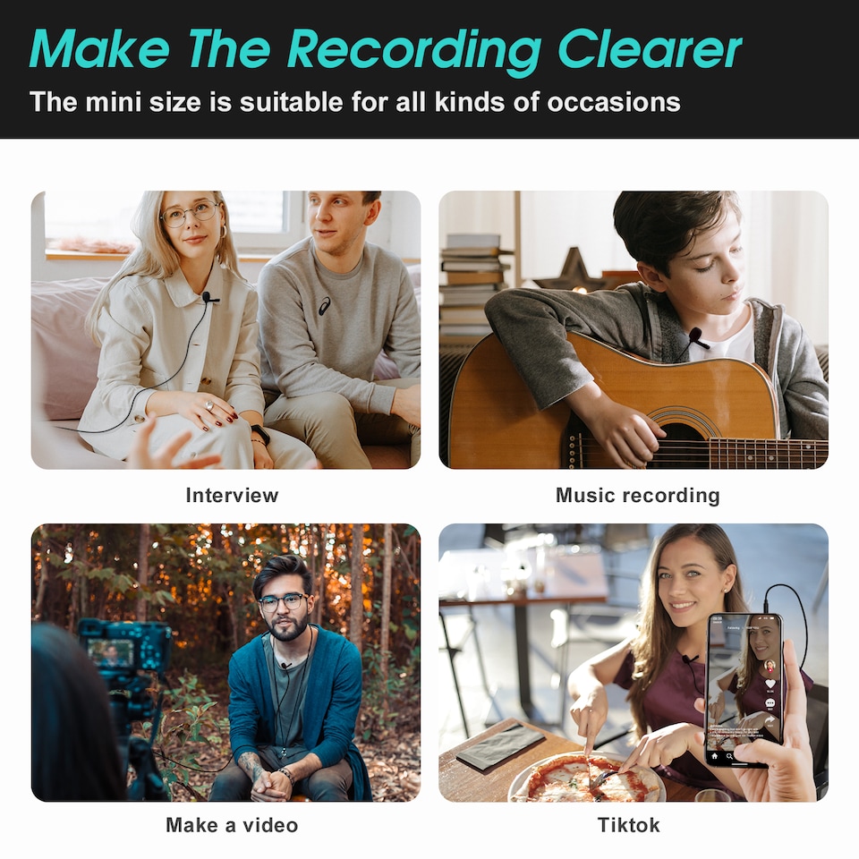 image 1 of Lavalier Lapel Microphone Clip-On Omnidirectional TRRS TRS - Daffodil MCP100