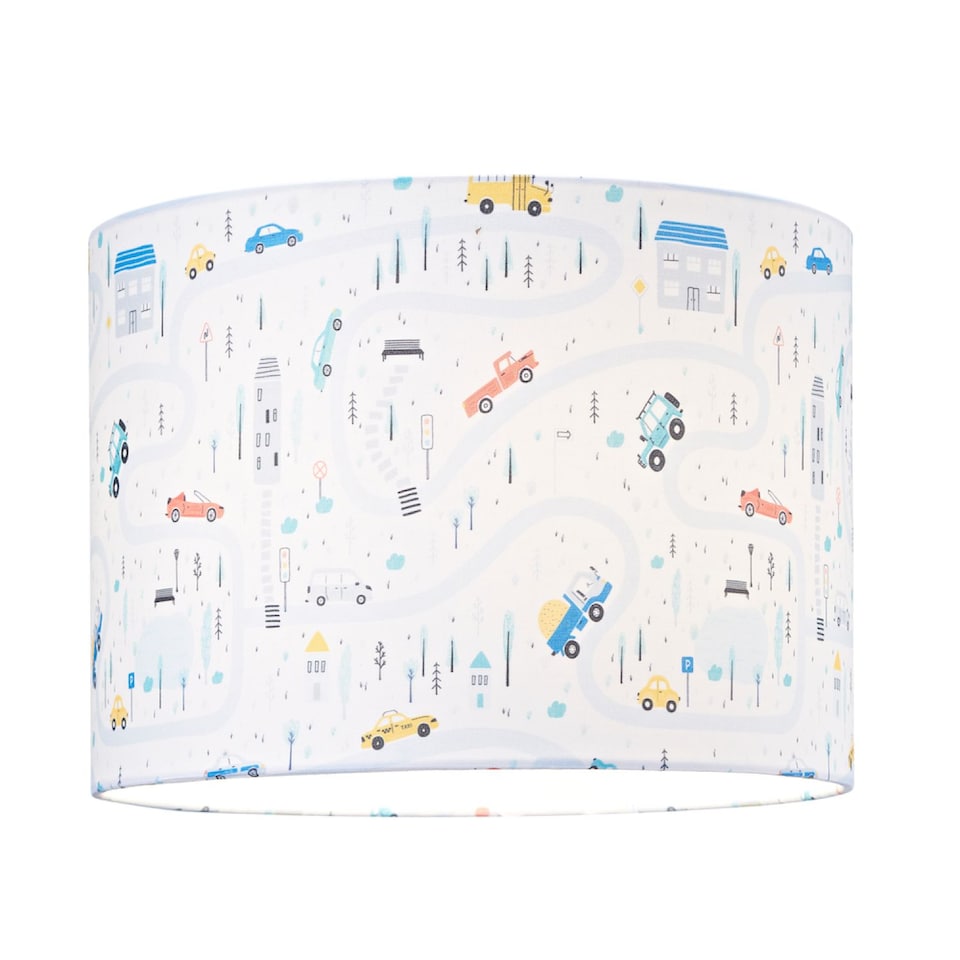 image 1 of Children's Play Village Lamp Shade - Town City Car Roads Map with Cars & Trucks | Multi | Multi-Colour | 1