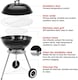image 3 of Portable Round Kettle Charcoal Grill BBQ Outdoor Heat Control Party BBQ Grill Black