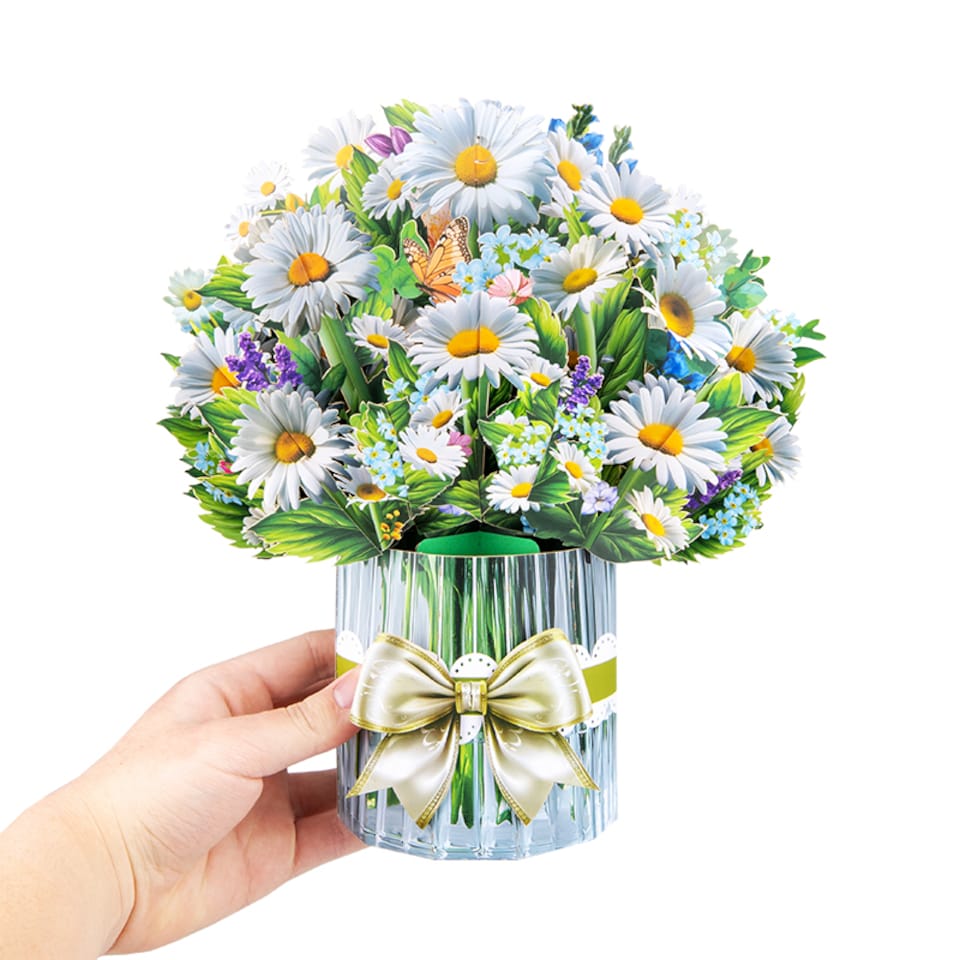 image 1 of Garden Grace Daisies & Butterflies 3D Pop Up Floral Vase Greeting Card