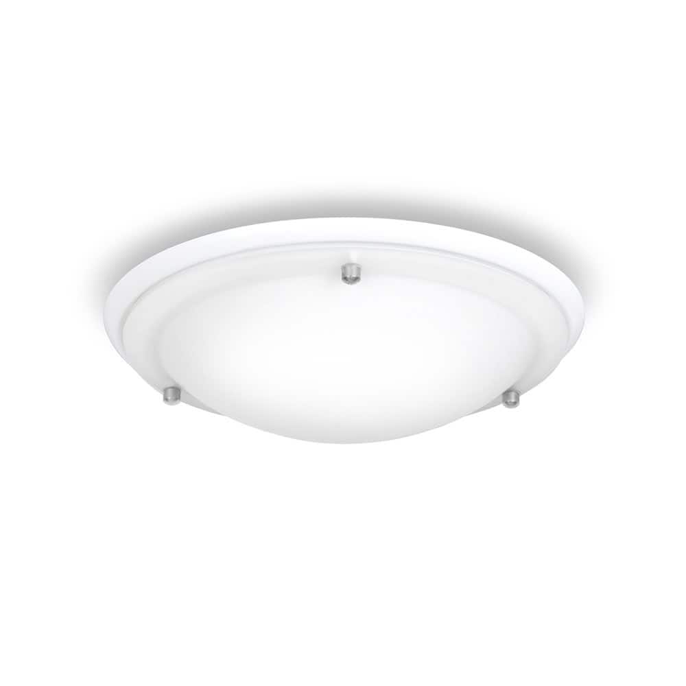 ValueLights Round White Opal Glass IP44 Bathroom Flush Ceiling Light and Warm Bulb