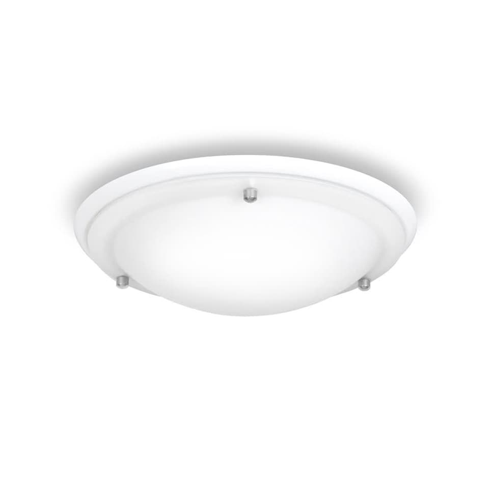 image 1 of ValueLights Round White Opal Glass IP44 Bathroom Flush Ceiling Light and Warm Bulb