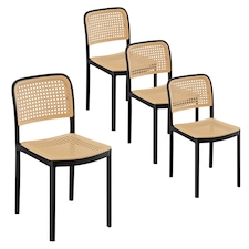 VonHaus Brewer Set of 4 Plastic Rattan Dining Chairs