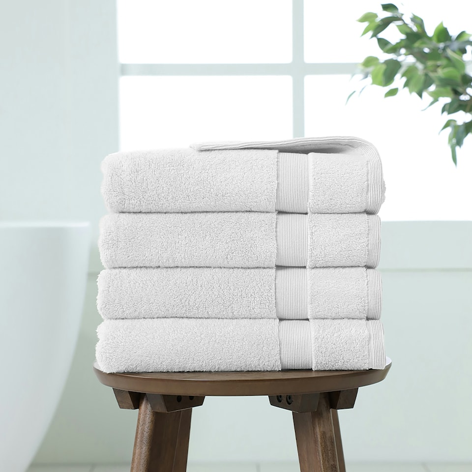 image 1 of 100% Cotton White Hand Towels (Pack of 4) White | Hand towel