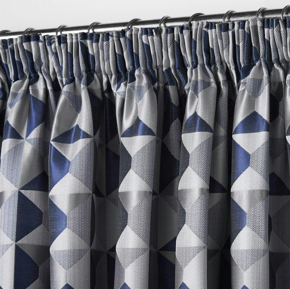 image 1 of Skandi Pencil Pleat Curtains - Navy - 167 cm x 229 cm