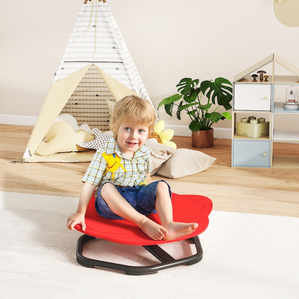image 1 of AIYAPLAY Planet-Shaped Kids Swivel Chair, Sensory Spinning Chair, Red | Red