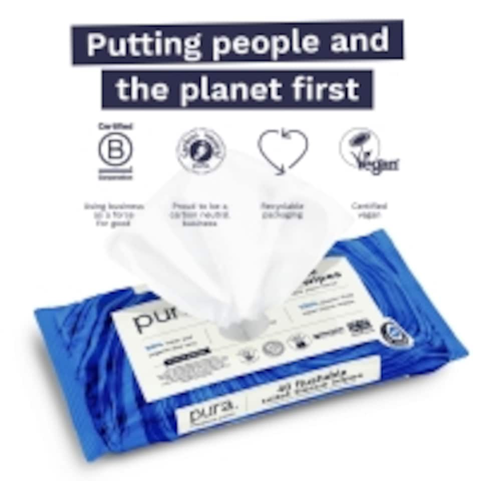 image 1 of Pura Flushable Moist Toilet Tissue Wipes 14x40pk