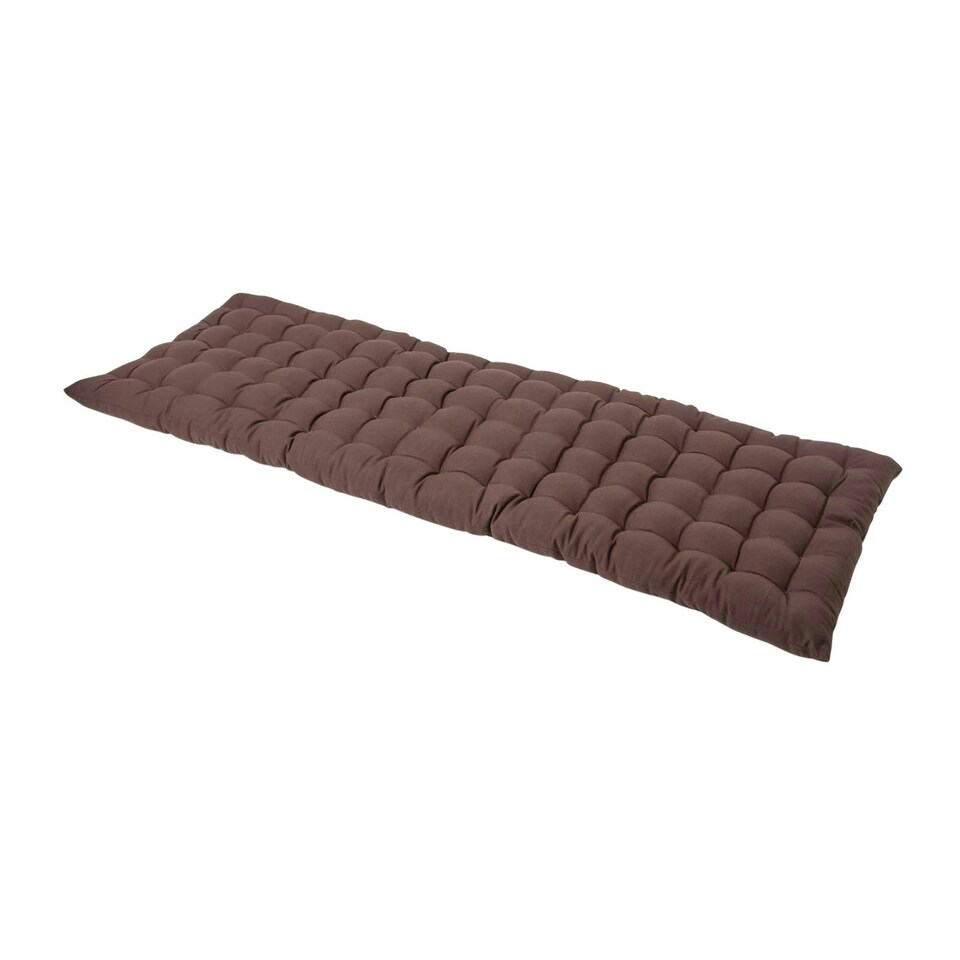 image 1 of Homescapes Garden Bench Cushion Luxury 3 Seater 100% Cotton Indoor Outdoor Seat Pad Brown | 143 x 48 cm