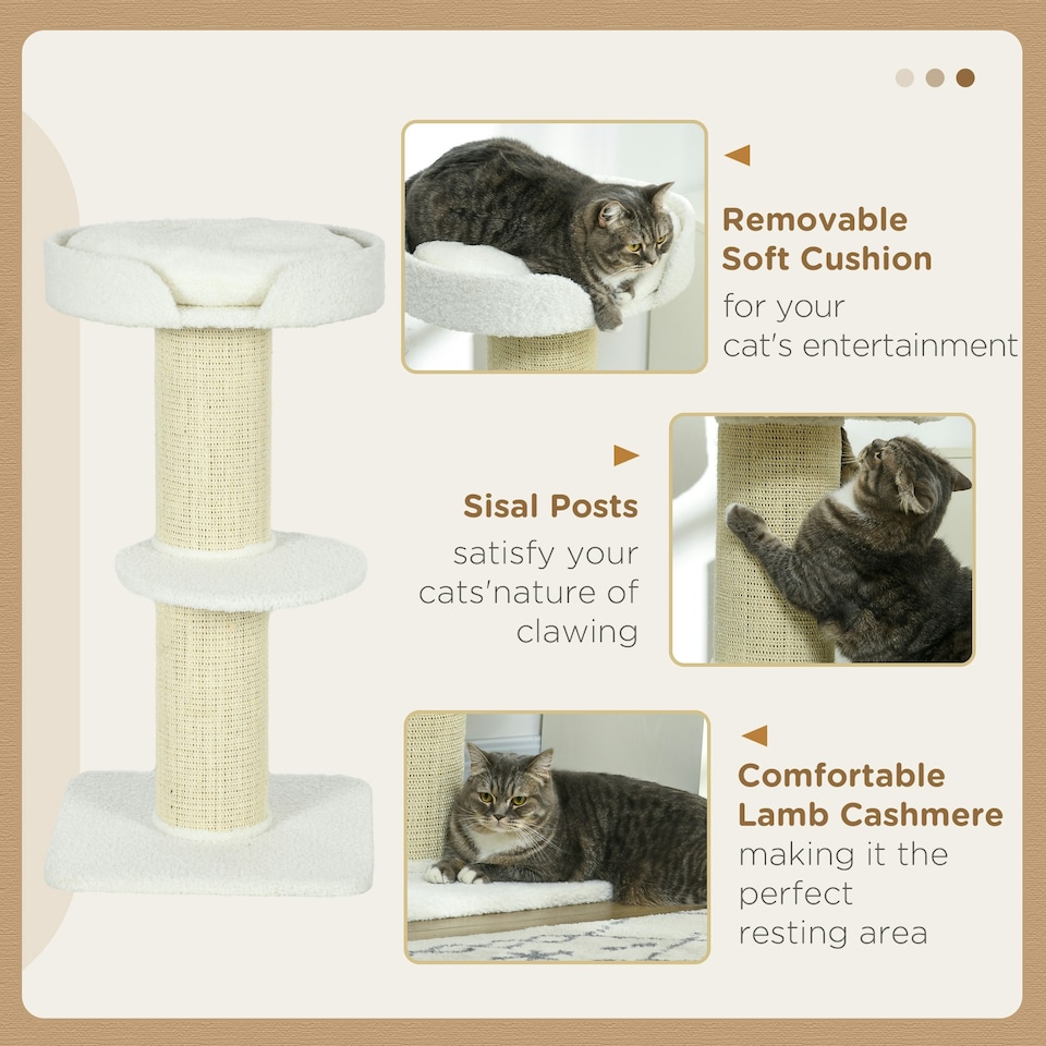 image 1 of PawHut 91cm Scratching Posts Cat Tree Activity Centre for Indoor Cats Cream