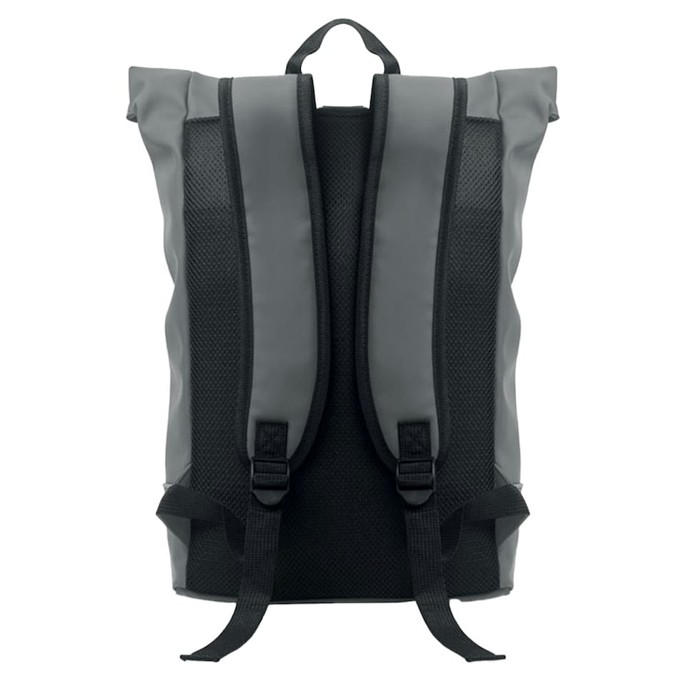 image 1 of MidOcean Laptosa Roll Top PU Laptop Backpack - Stone Grey - One Size Black