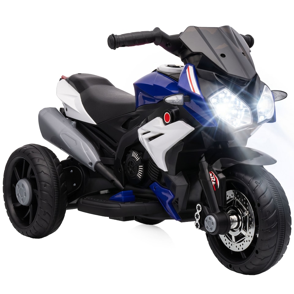 image 1 of HOMCOM Kids Electric Motorcycle with 3 Wheels, Headlight, Music, Horn, Blue