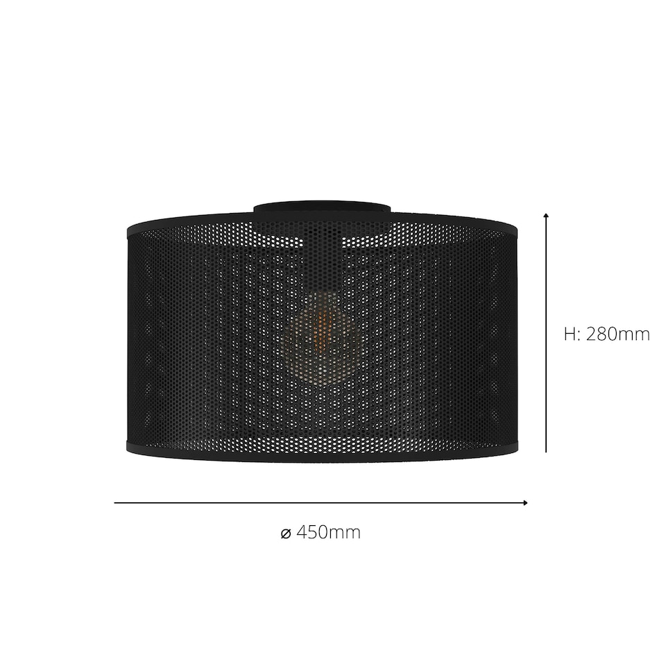 image 1 of EGLO Manby Black Mesh Drum Ceiling Light