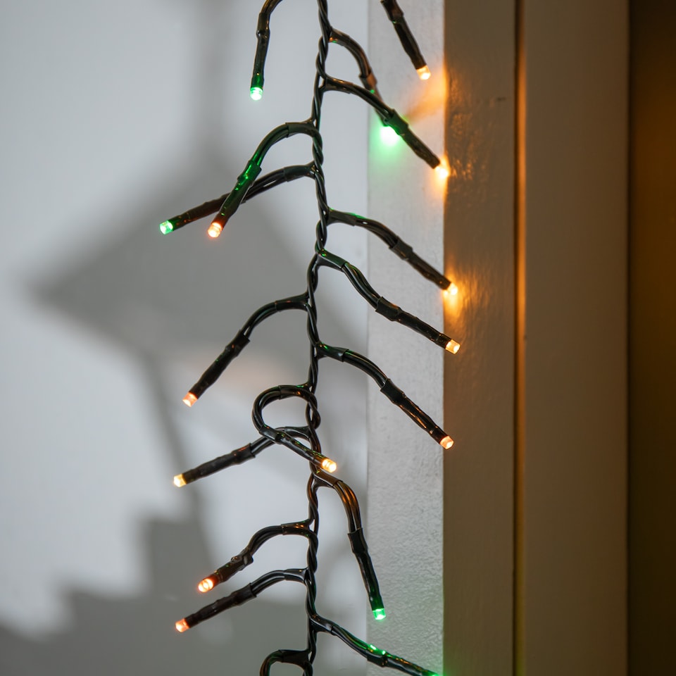 image 1 of 5.5m 426 Cluster LED Autumn Twist Door Garland with Multi-Coloured LEDs on Green Cable