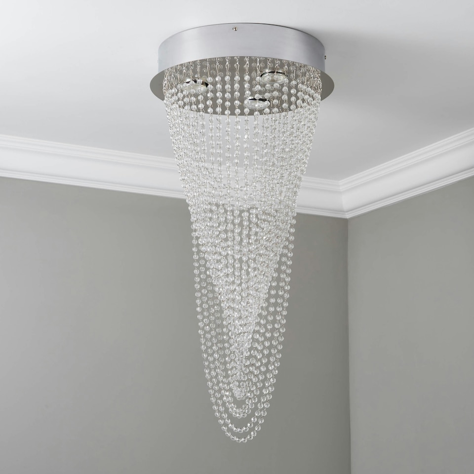 image 1 of BHS Valerie 3 Light Ceiling Light, Chrome