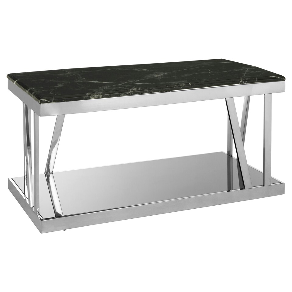 image 1 of Interiors By Premier Durable Marble Top Coffee Table, Contemporary Display Table For Lounge, Sleek Outdoor Decorative Table Black