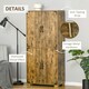 image 4 of HOMCOM Farmhouse 4-Door Cabinet with Storage Shelves for Bedroom Rustic Wood