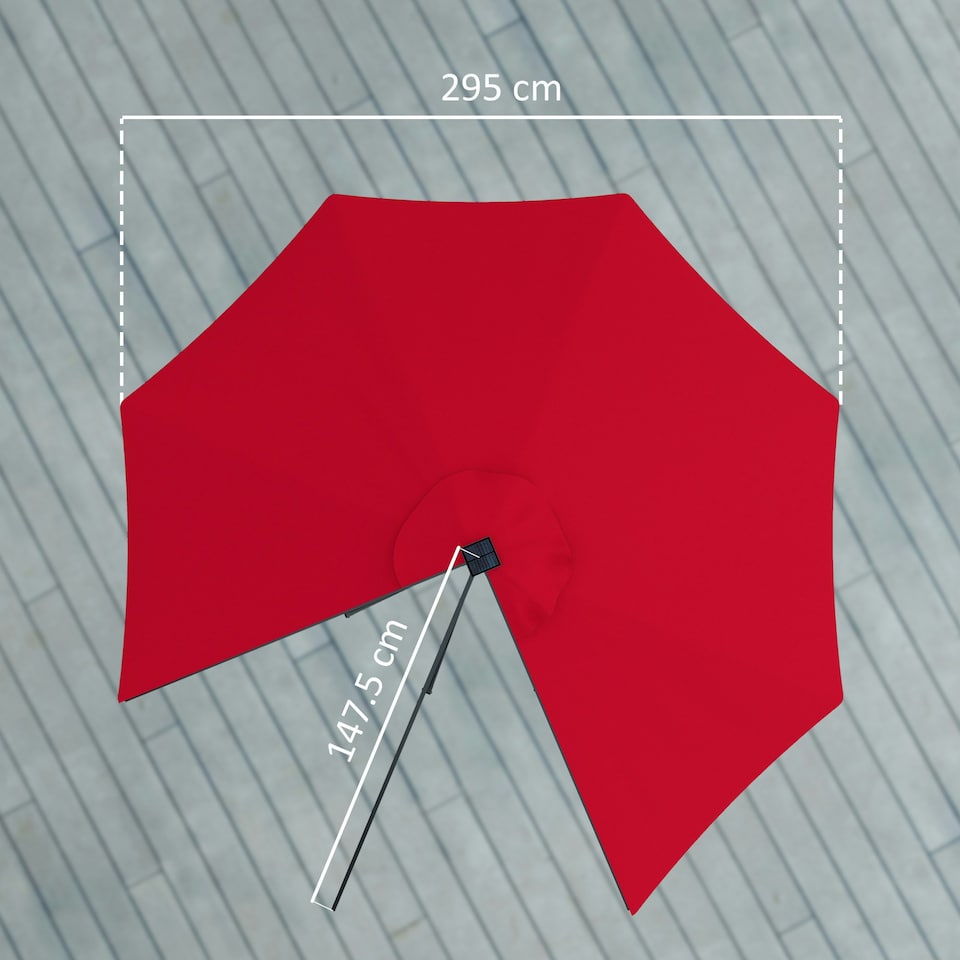 image 1 of Outsunny UPF 50+ Replacement Parasol Canopy Parasol Cover Replacement, Red