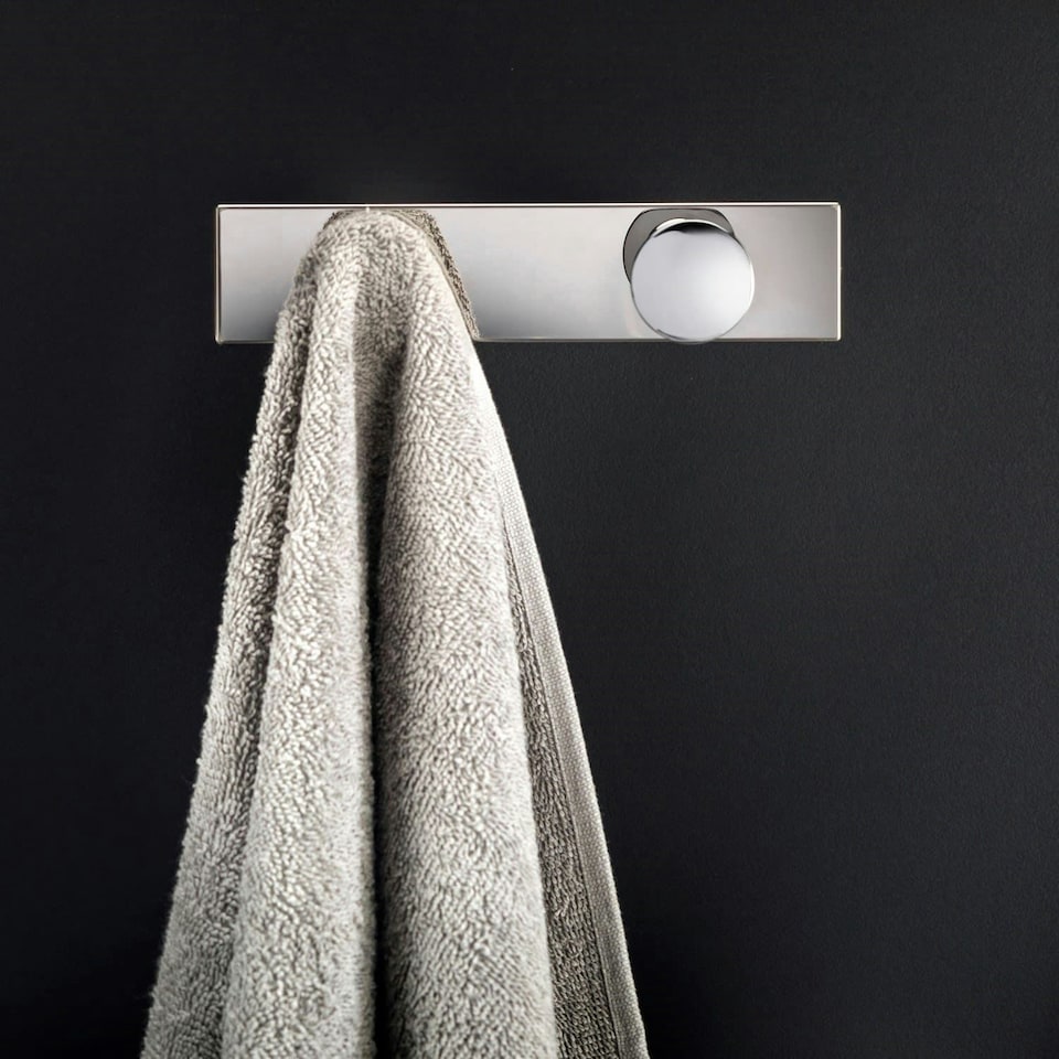 image 1 of Cosmic Double Wall Hanger with Durable Stainless Steel for Bathroom, Light Grey