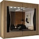 image 4 of Modern Sliding Wardrobe 203cm with Wavy Mirror Design | White, Black, Grey, Oak Finish Black | Black203cm