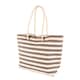 image 1 of Nicola Spring Large Striped Canvas Tote Beach Bag - 55cm x 36cm - Pebble | Grey | Pebble