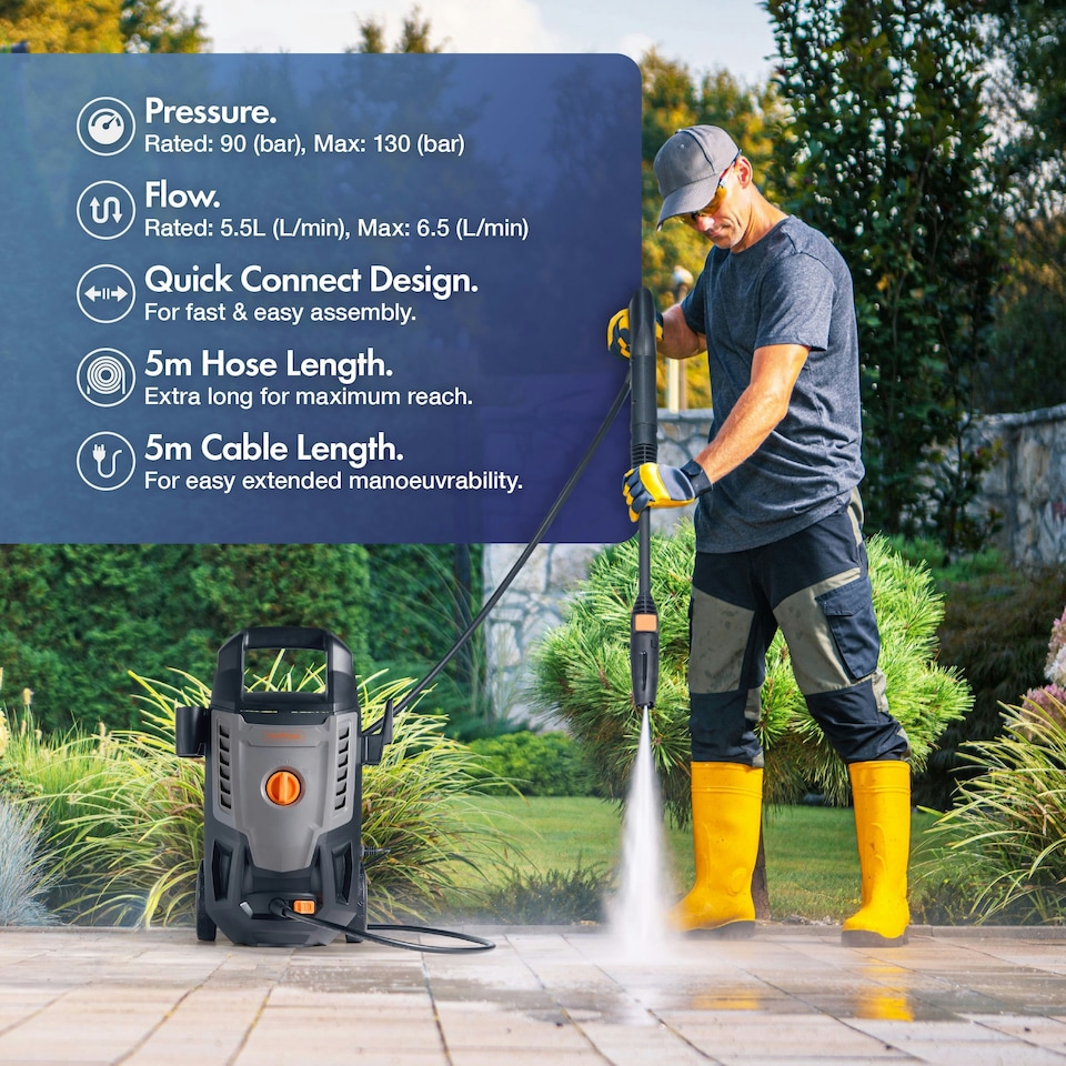 image 1 of VonHaus Pressure Washer 1600W Portable Power Jet Washer