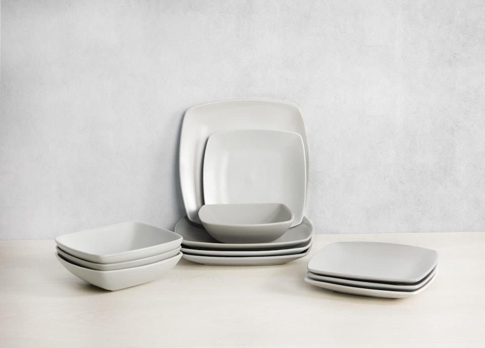 image 1 of Creative Tops Raven Grey Square 12 Piece Dinner Set