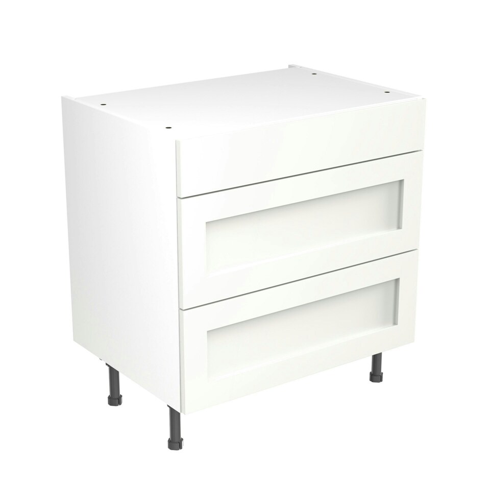 image 1 of 3 Drawer Base Unit 800mm w/ Shaker Cabinet Door - Ultra Matt White White | Ultra Matt White