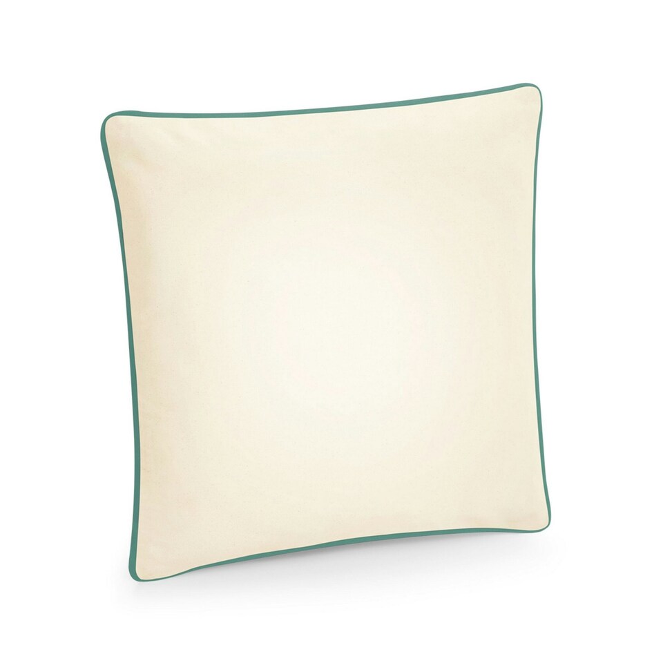 image 1 of Westford Mill Fairtrade Cotton Piped Cushion Cover - Natural/Sage Green - 40cm x 40cm x 18cm