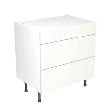 3 Drawer Base Unit 800mm w/ Slab Cabinet Door - Super Gloss White White | Super Gloss White