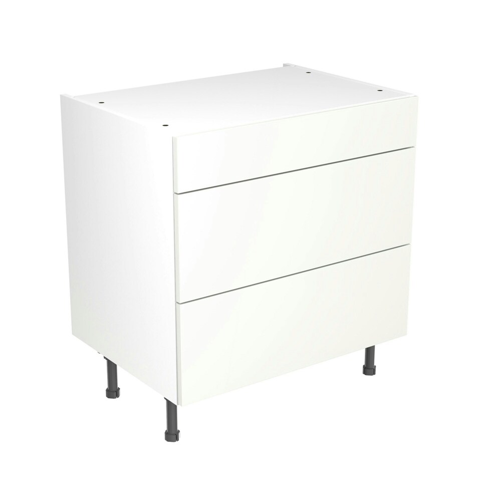 image 1 of 3 Drawer Base Unit 800mm w/ Slab Cabinet Door - Super Gloss White White | Super Gloss White