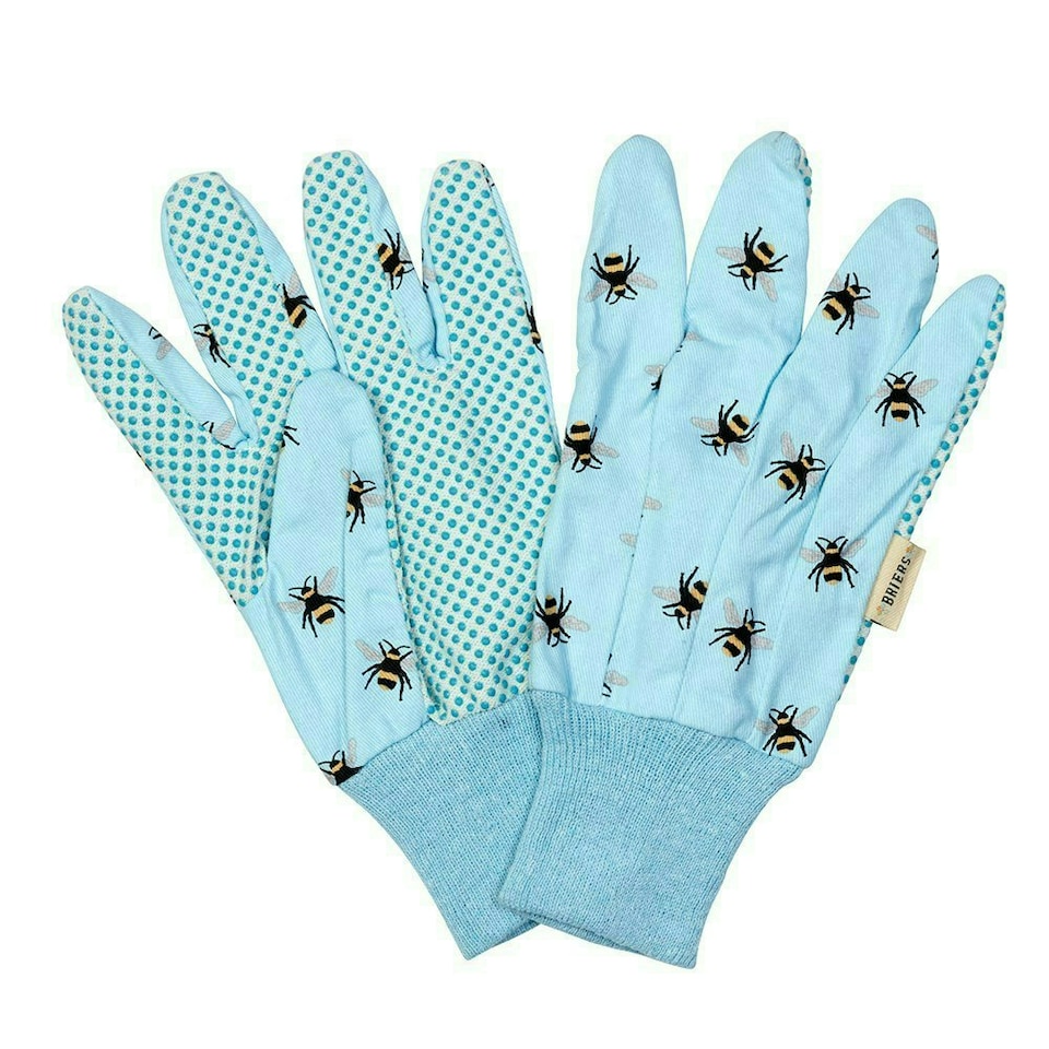 image 1 of Bee Theme Gardening Gloves with Cotton Grips Triple Pack