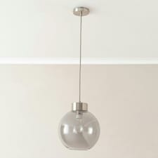 ValueLights Bellamy Smoked Glass Globe Brushed Chrome Cap Ceiling Pendant Light with Bulb Silver