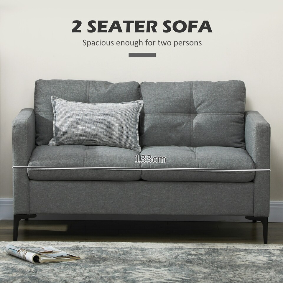 image 1 of HOMCOM Modern Loveseat Sofa Upholstered 2 Seater Settee for Living Room Bedroom