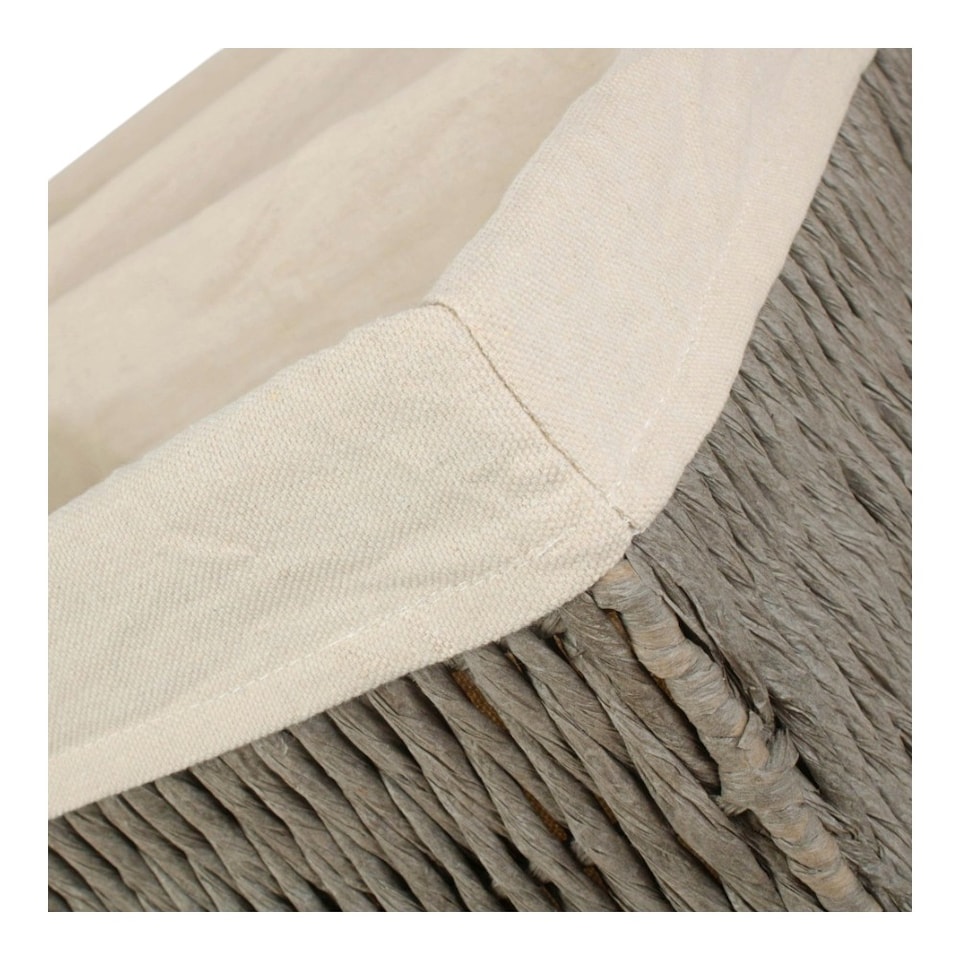 image 1 of Large Paper Rope Storage Basket with White Cotton Lining | White | White | L