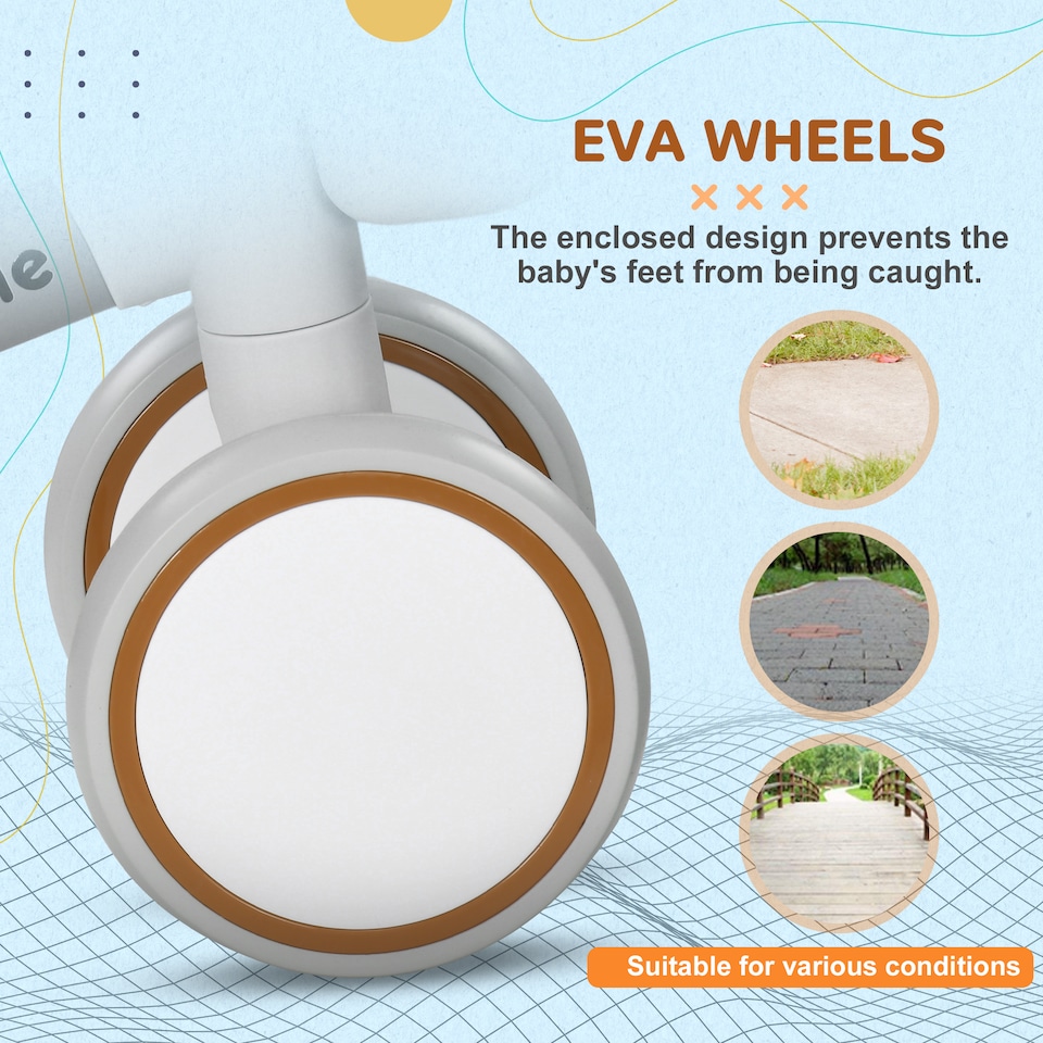 image 1 of AIYAPLAY Kids Balance Bike for 1-3 Years Old, No Pedal Toddler Balance Bike with Adjustable Seat, Silent Wheels, Training Bike for Boys and Girls, White