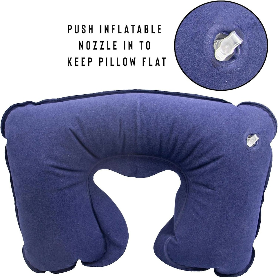 image 1 of Inflatable Travel Neck Rest Lumbar Pillow with Neck Support Air Neck Cushion