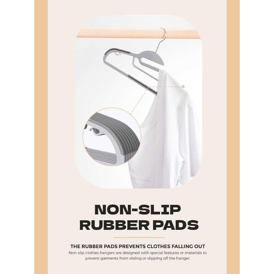 image 1 of Dyzi Plastic Coat Hangers Non Slip White Pack of 80