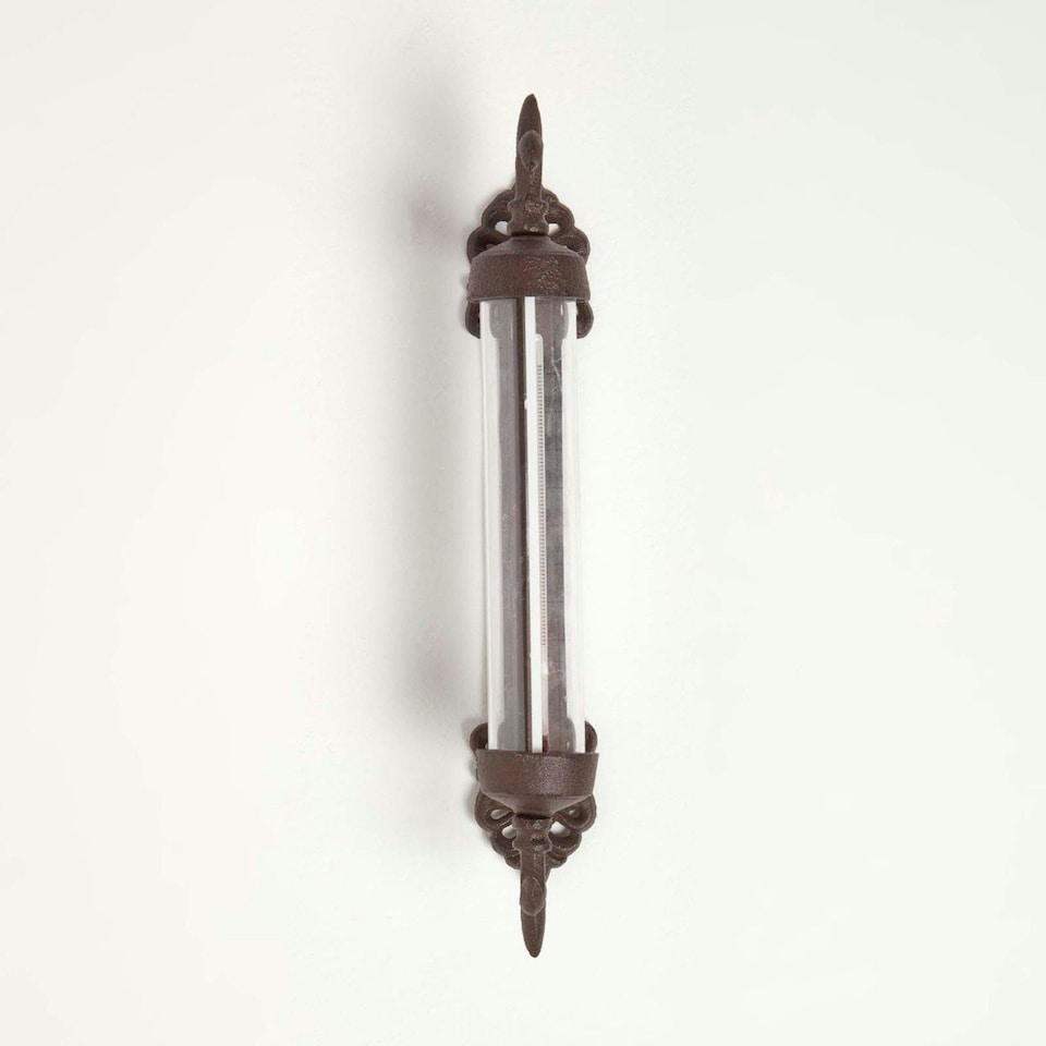 image 1 of Homescapes Traditional Style Cast Iron Outdoor Garden Thermometer