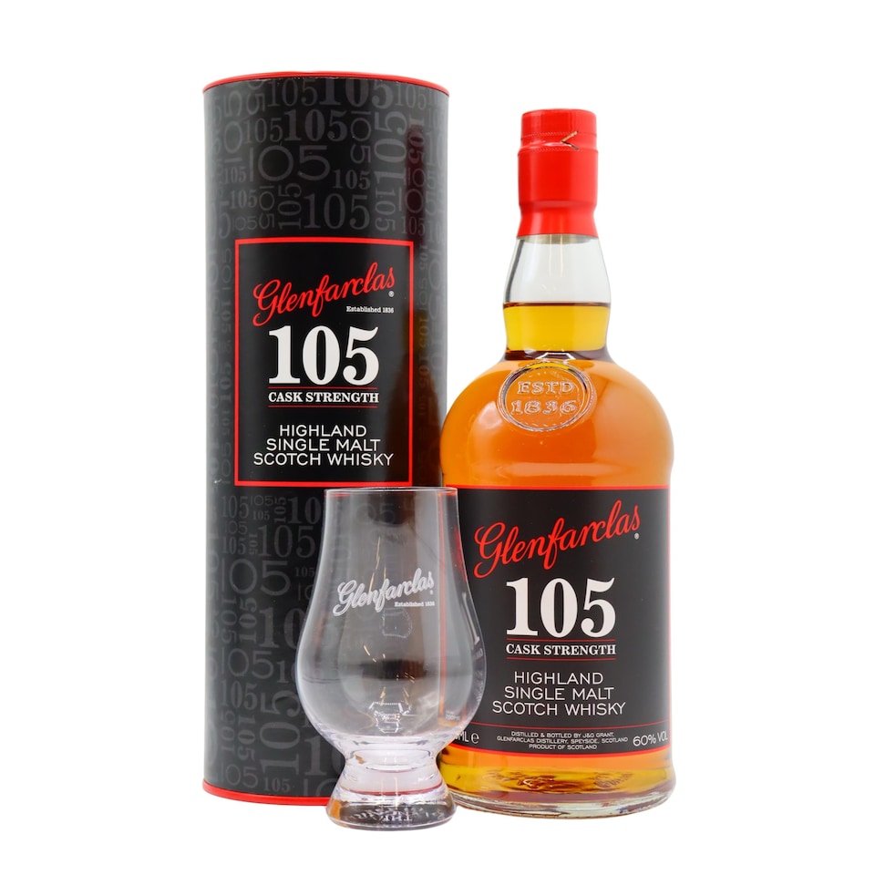 Glenfarclas - 105 Cask Strength Highland Single Malt Scotch Whisky (Includes Glencairn Glass)