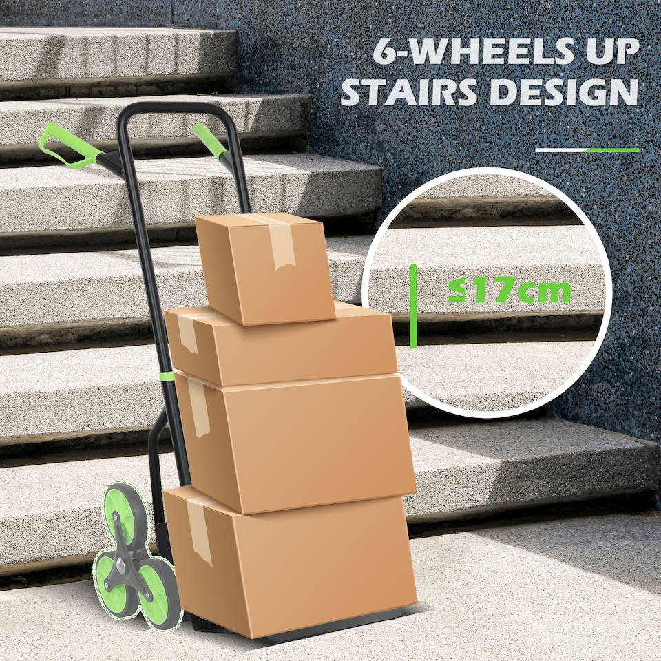 image 1 of DURHAND Stair Climbing Hand Truck, Heavy Duty Foldable Trolley on Wheels, Multi-Purpose Sack, Steel Truck Moving Trolley, 120kg, Green